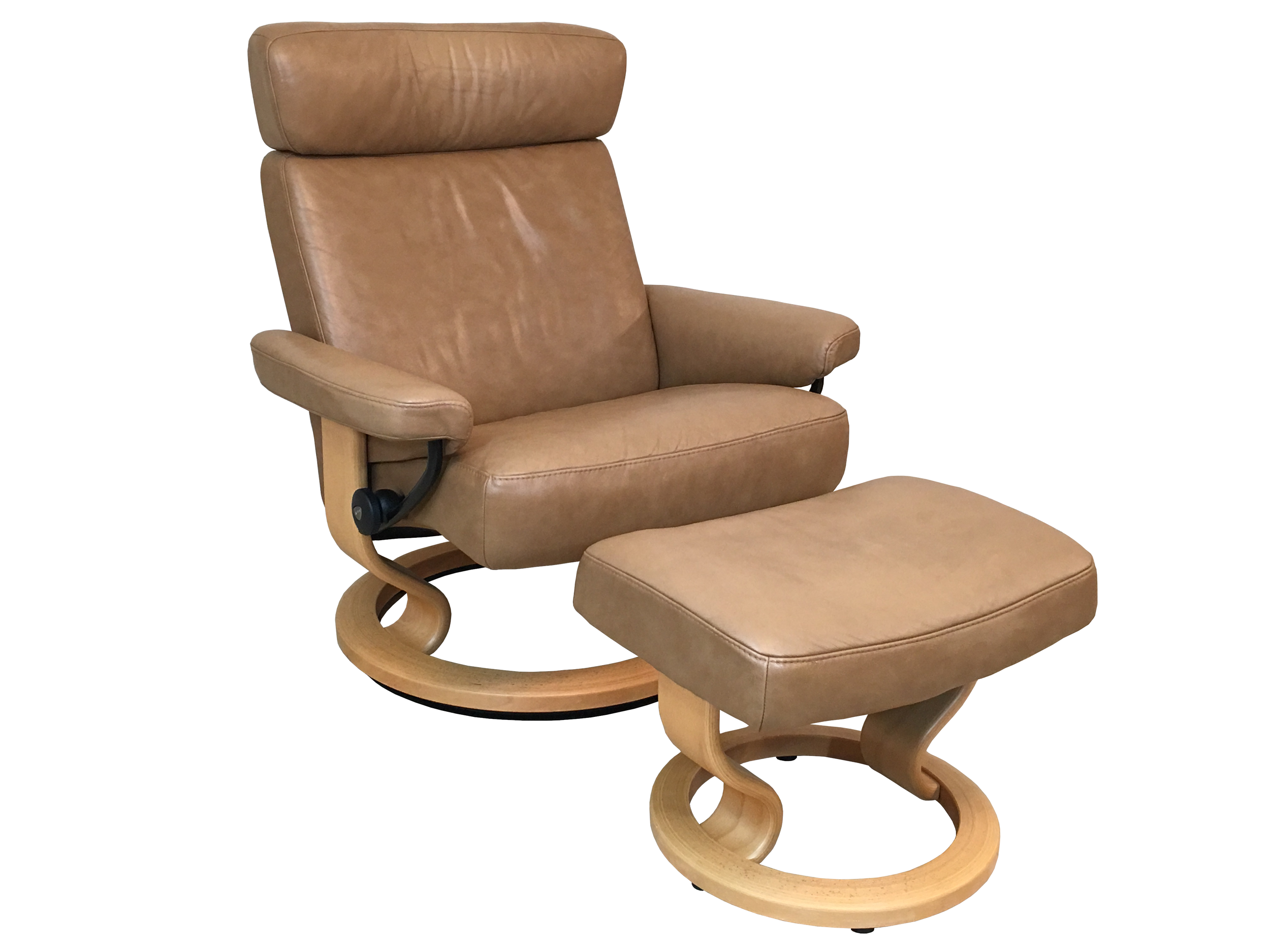 Ekornes Stressless Leather Recliner w/ Ottoman MCM Norway